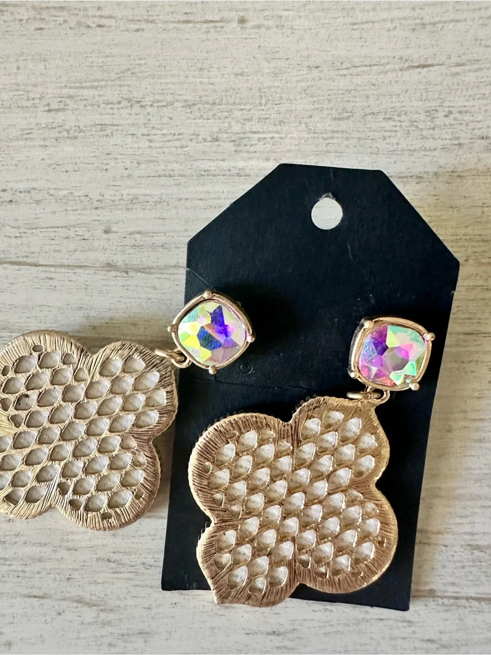 Sparkling White Druzy Drop Earrings
